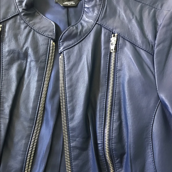 Bebe Dark Blue Leather Jacket - Picture 3 of 4